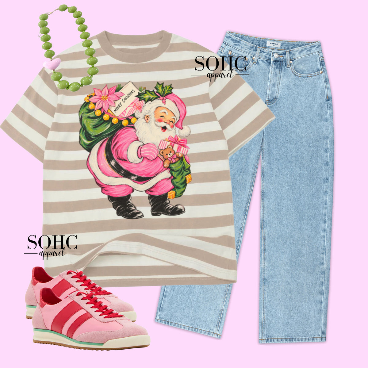 Vintage Santa & stripes