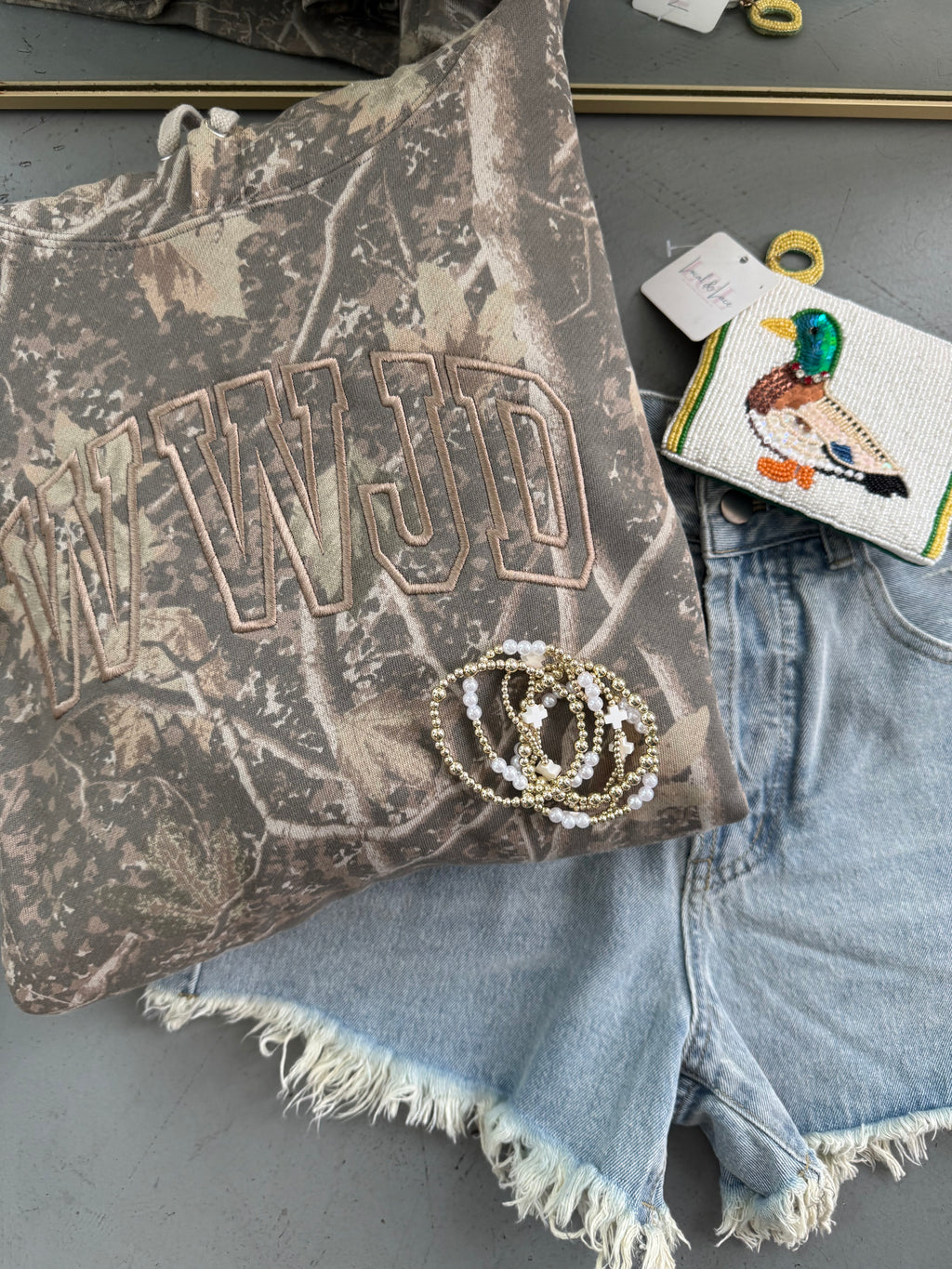 WWJD embroidered camo hoodie