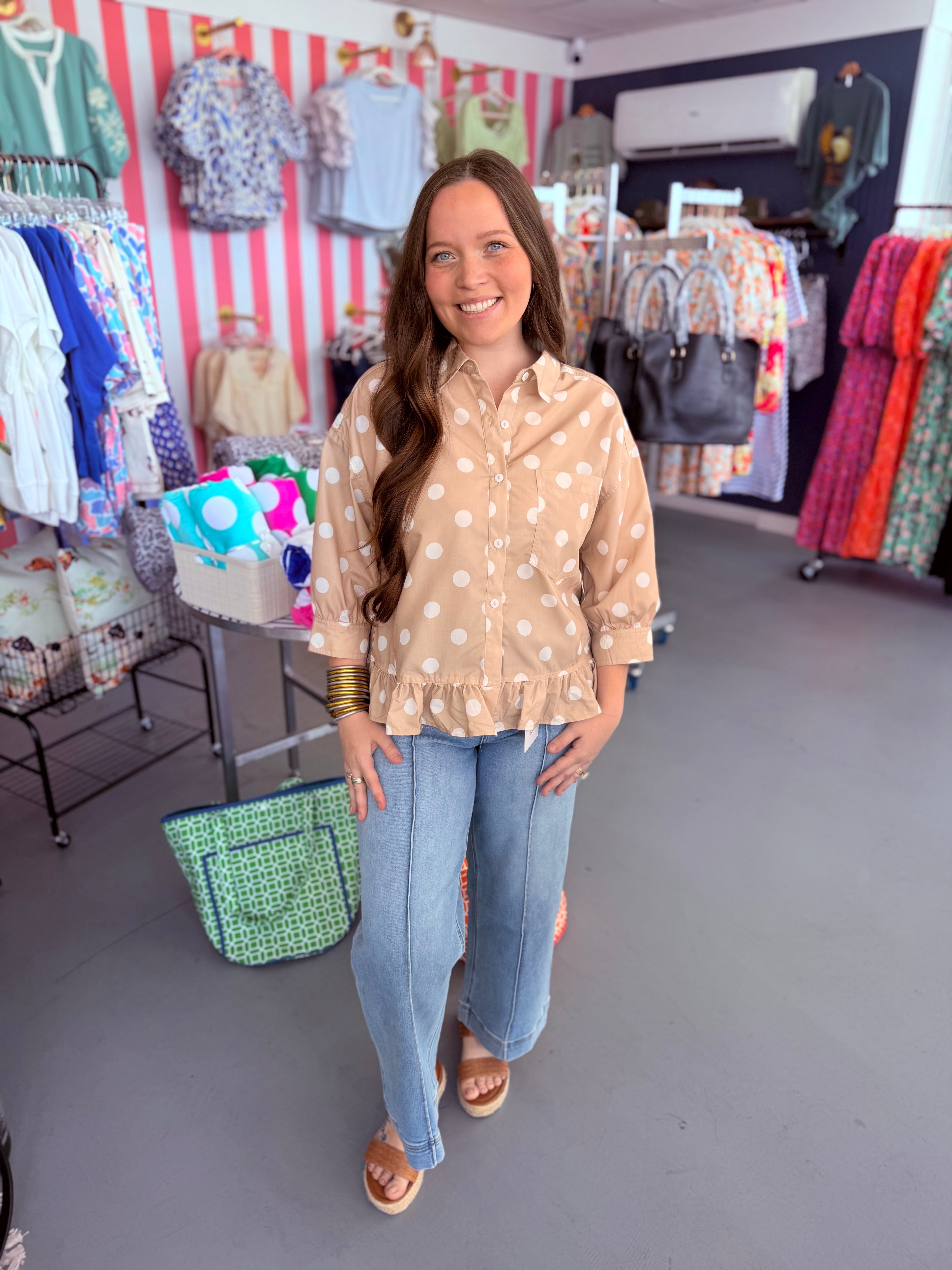 Polka dot baby doll top