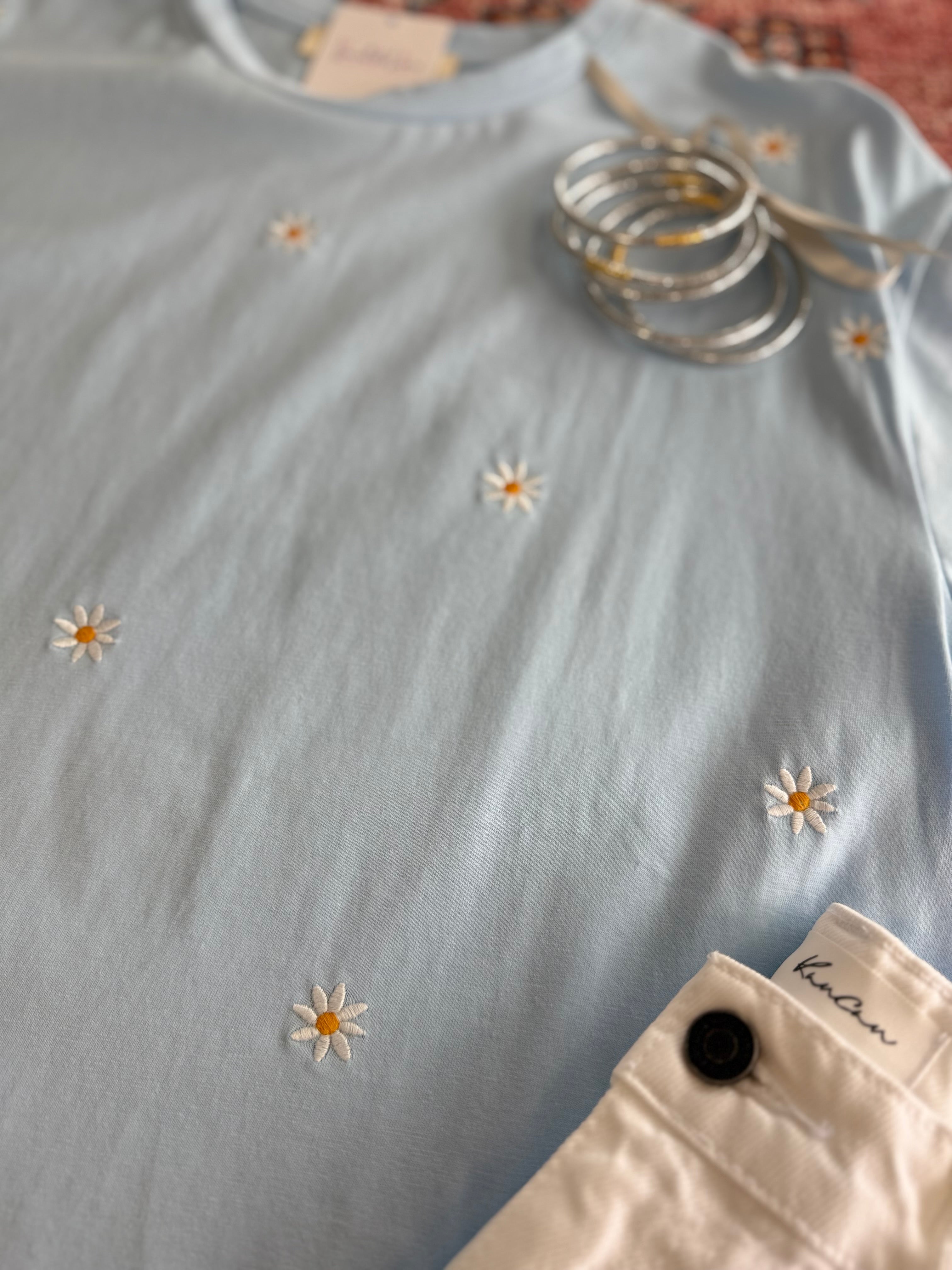 embroidered daisy top