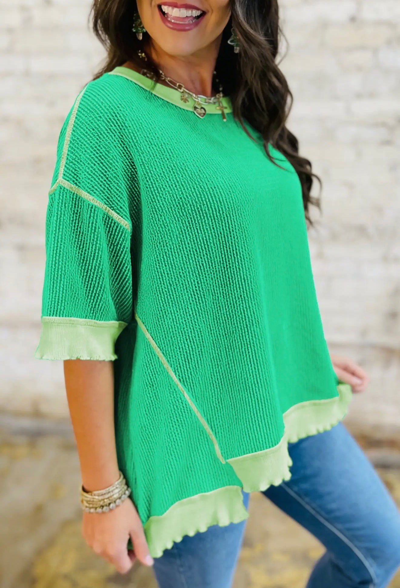 Mint green ribbed top