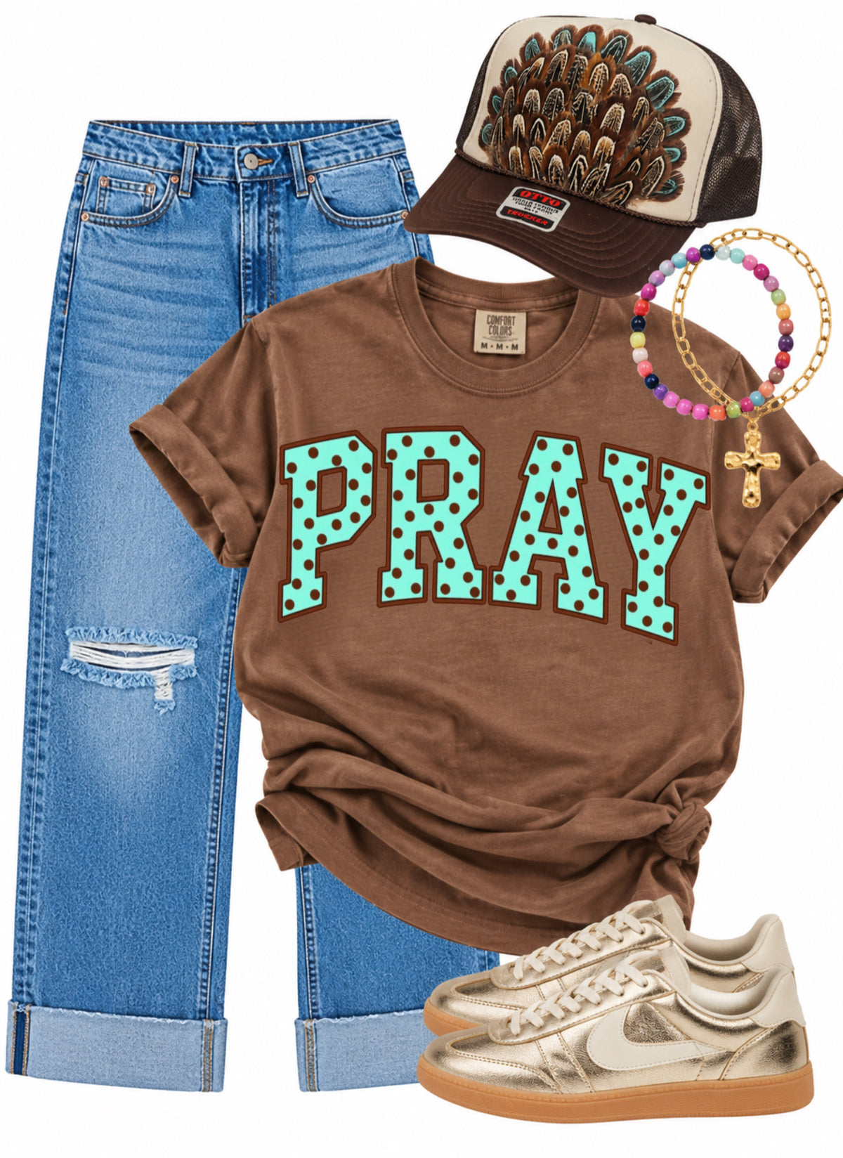 PRAY turquoise & polkadots 1/2/2/2/1