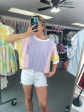 purple color block top