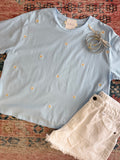 embroidered daisy top