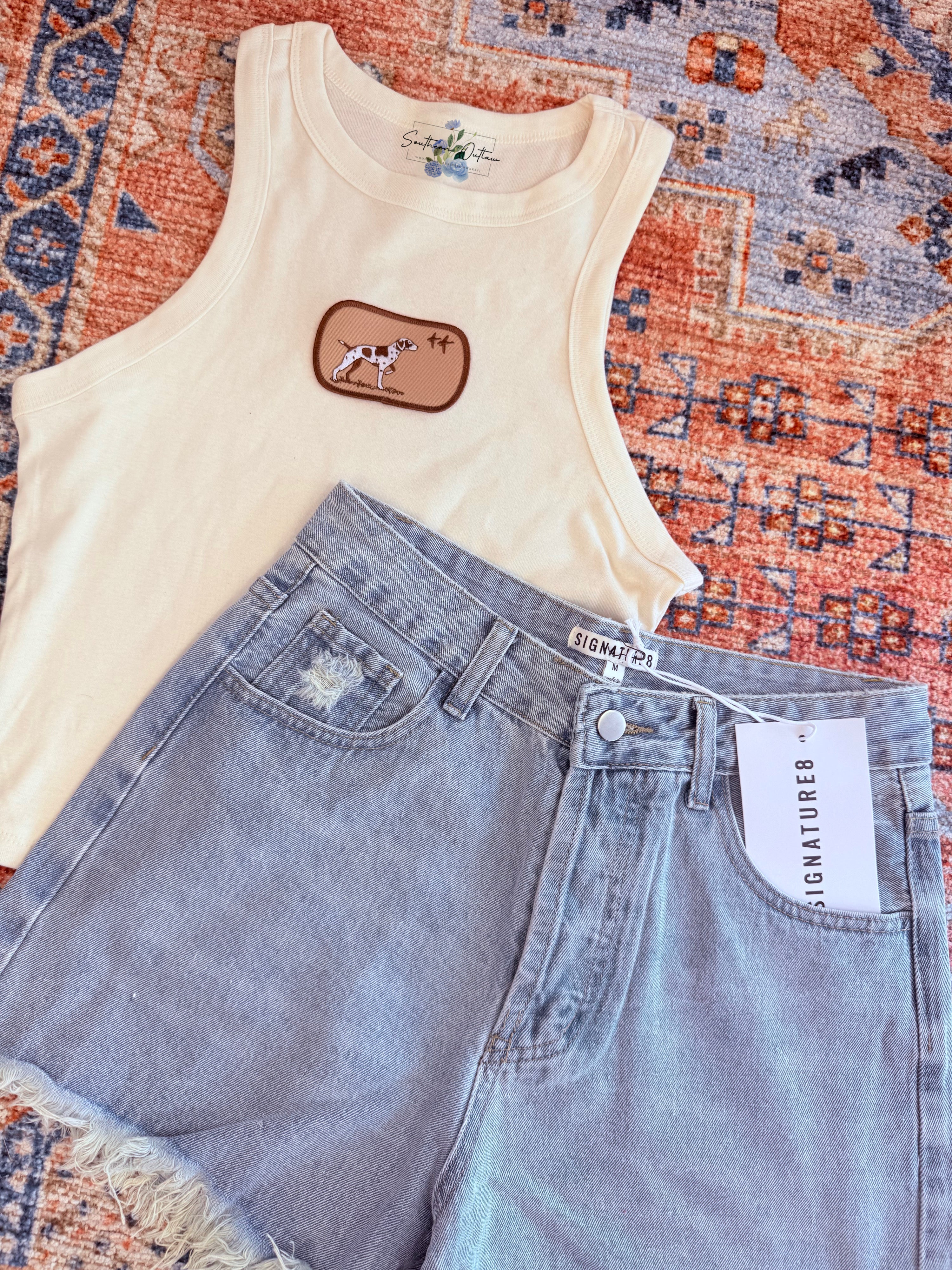 embroidered razorback tank