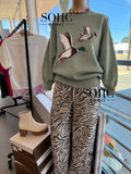Olive green corded sweater 1/1/1/1