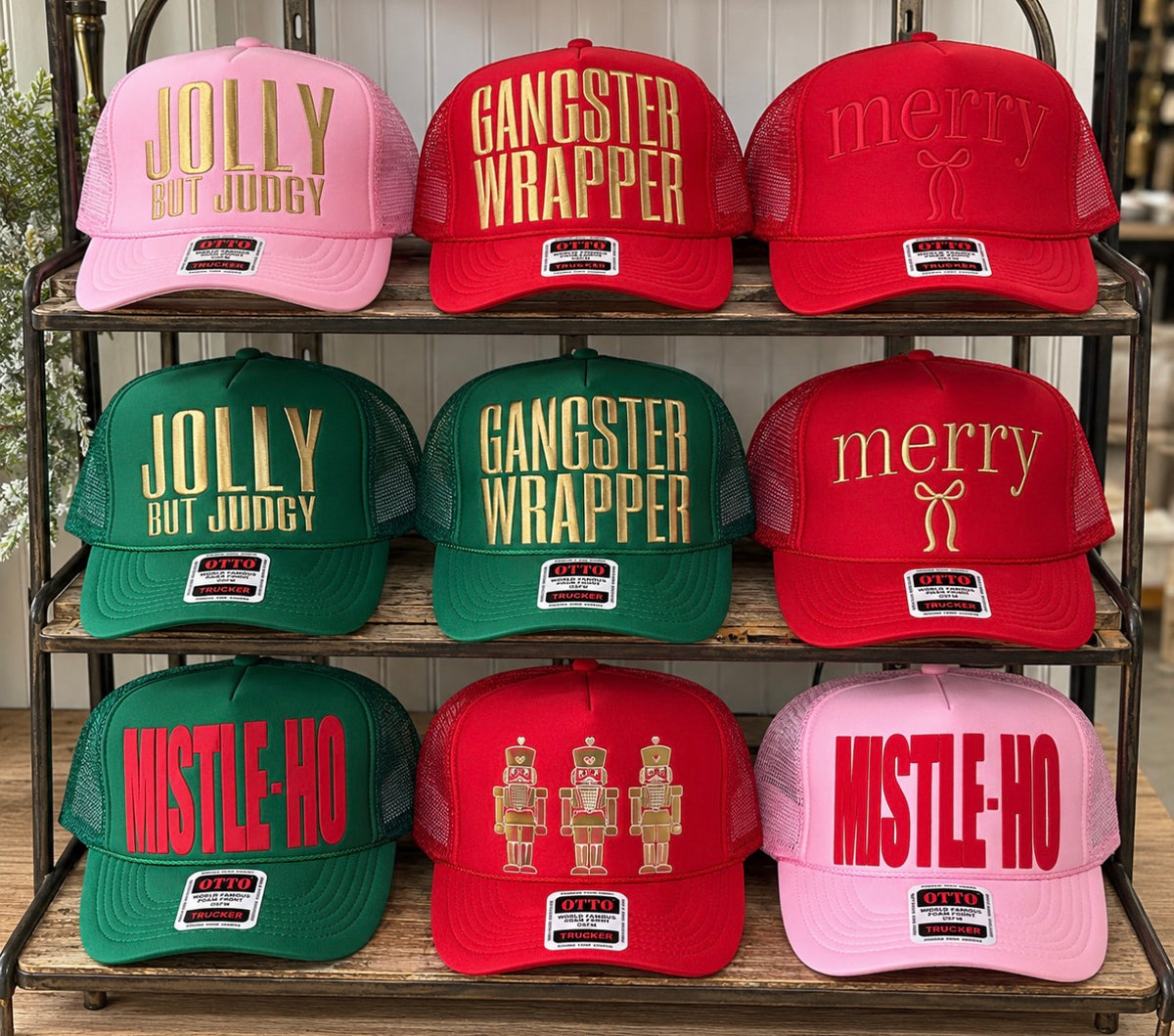 9 pack Christmas trucker
