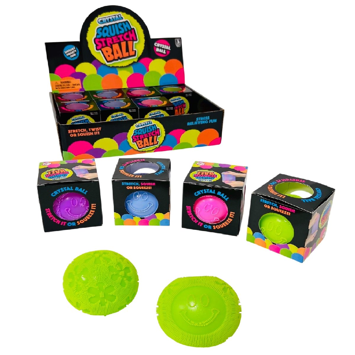 Stretch ball with spikes