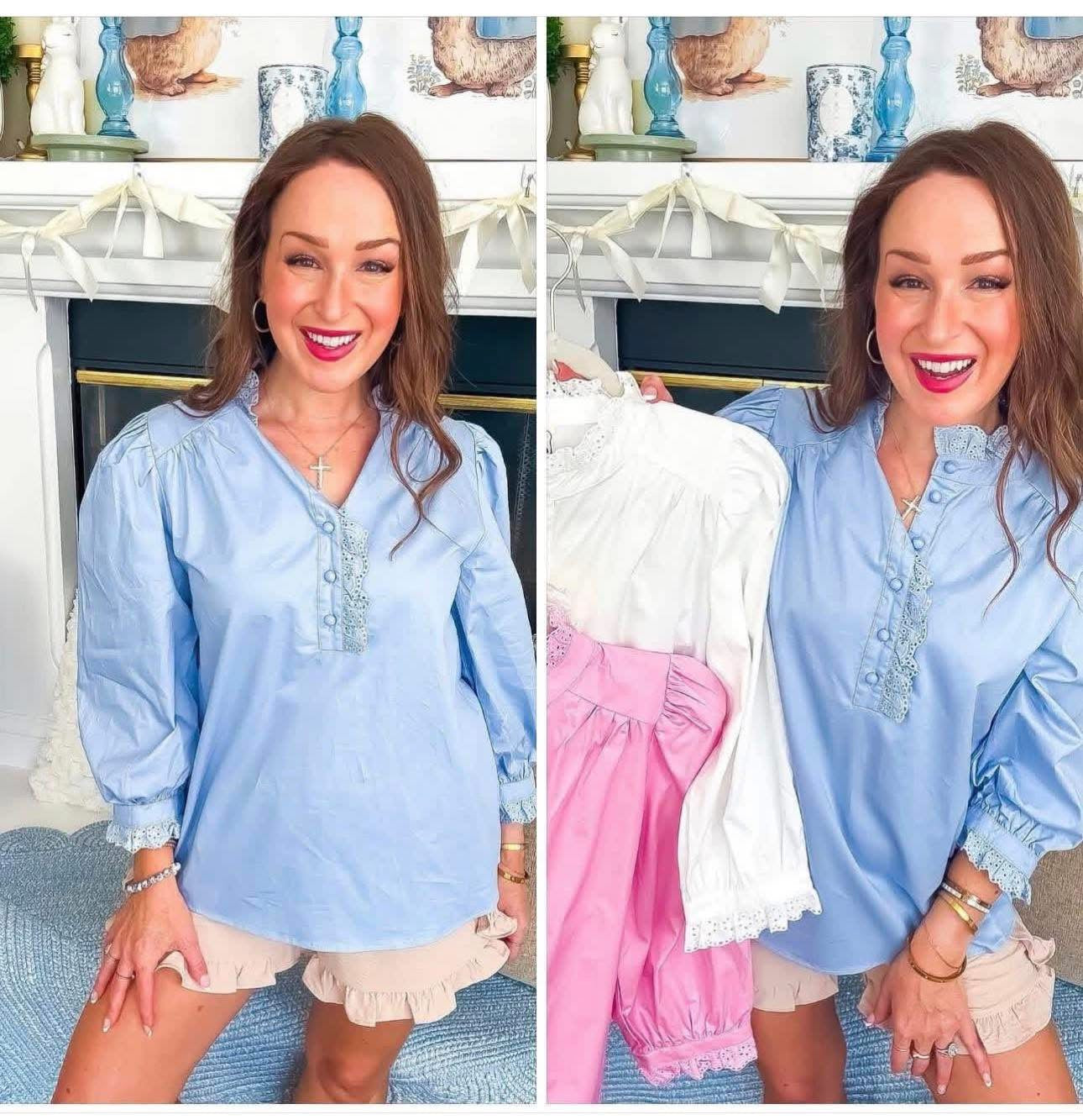 Pintuck lace blouse