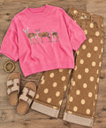 Embroidered deer trio boxy sweater 2/2/2